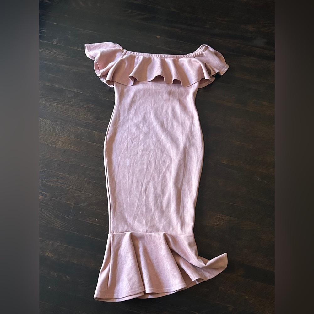 Aliana suede pink dress